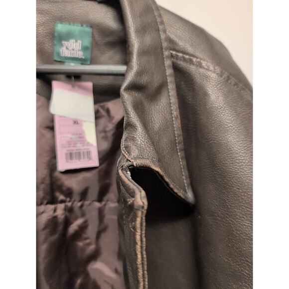 Women's Weathered Aged Faux Leather Oversized Bomber Jacket - Wild Fable XL Nwt - Picture 8 of 10